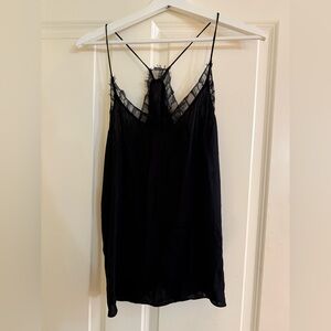 Massimo Dutti Black Lace Detail Top